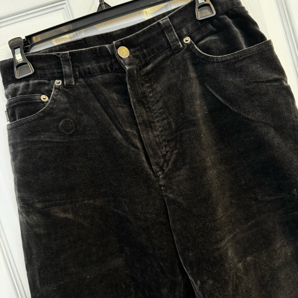 Lauren Ralph Lauren Black/Gray Cotton Velvet Straight Leg Pants Size 8 Stretch